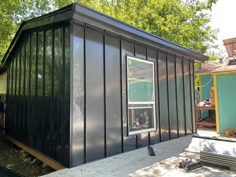 Black standing seam metal wall panels for Metal Roof Installation in Rialto